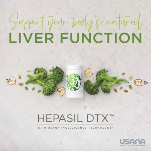 usana hepasil supplements bottle with broccoli