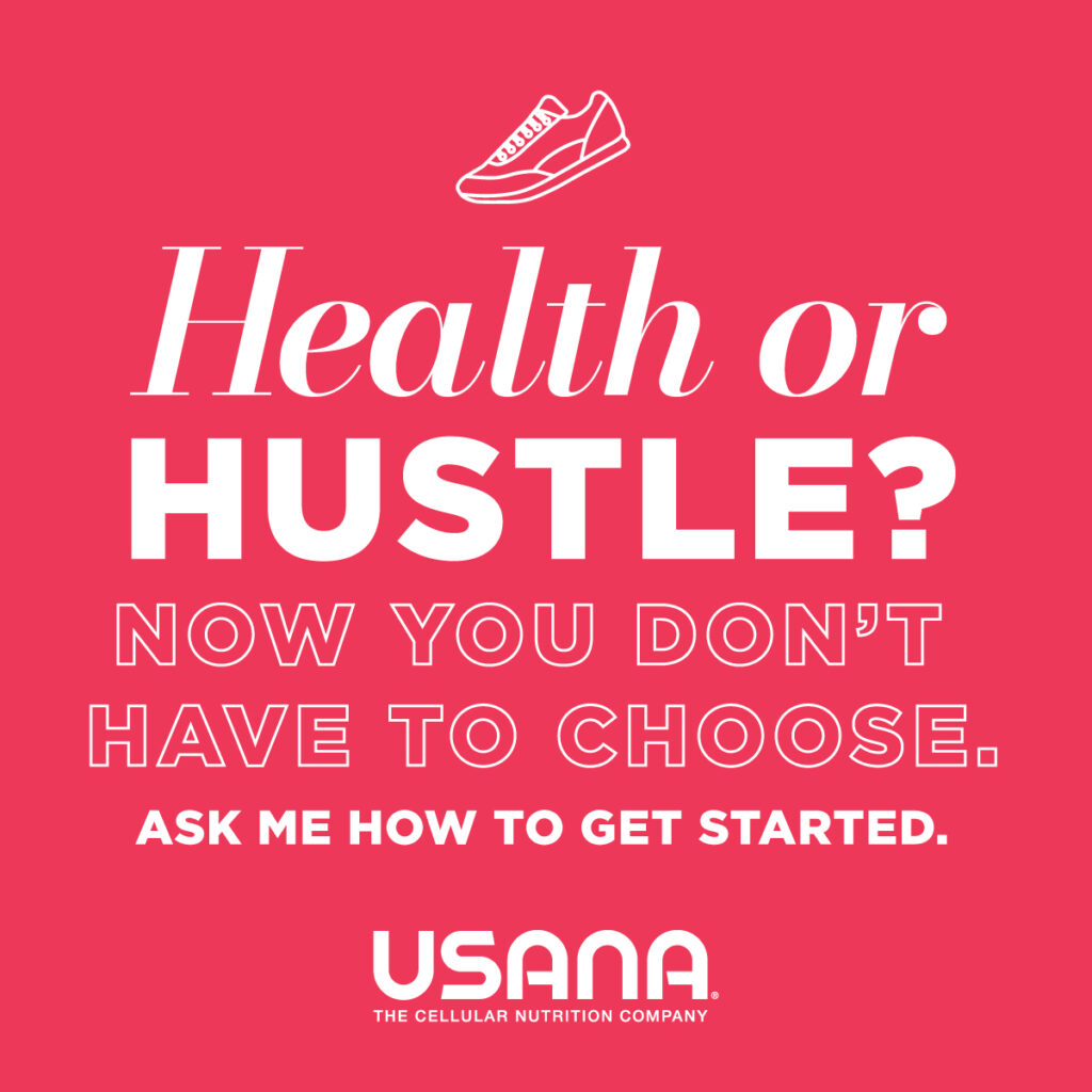 image with red background and text "health or hustle?"