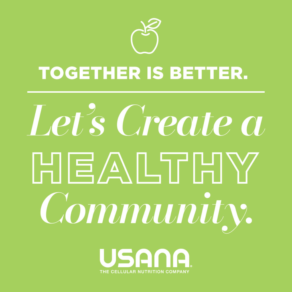 image with green background and text "lets create a healthy community"