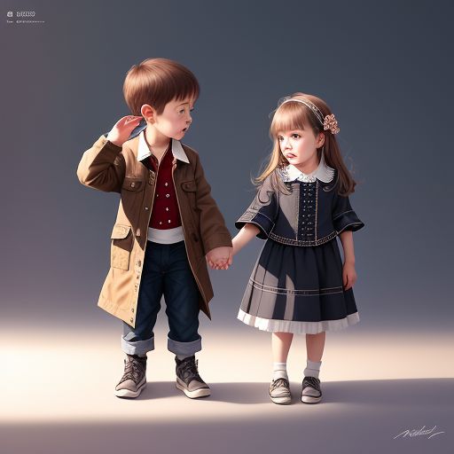 childhood crush a boy in brown jacket holding the hand of a girl in black dress