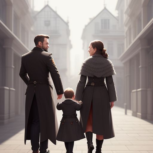 a husband wife and daughter wearing black winter clothes holding each others hands while walking spending my time