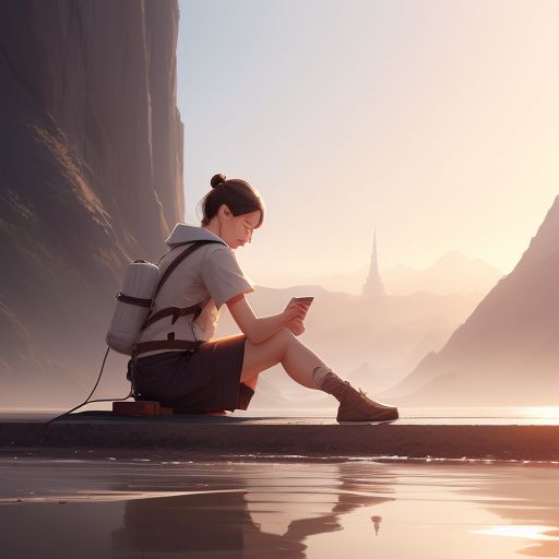 a girl in white blouse brown skirt and brown shoes with a white back pack sitting self care