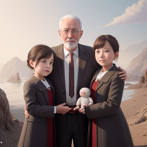 father's best moment with his wife and daughter both wearing black dress with water and mountains in the background