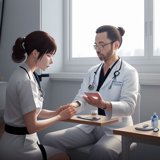 pre-employment with a woman and a man doctor sitting in front of each other wearing medical uniforms